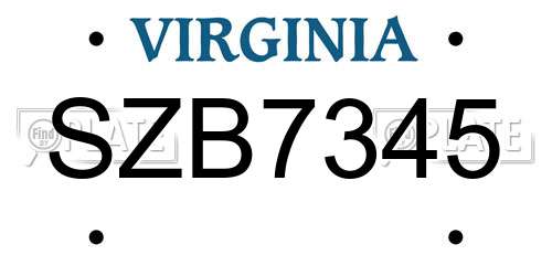 SZB7345 Virginia License Plate