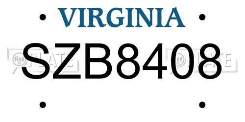 SZB8408 Virginia License Plate