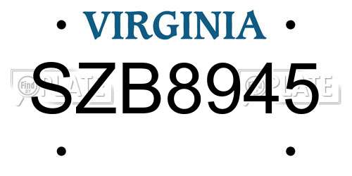 SZB8945 Virginia License Plate