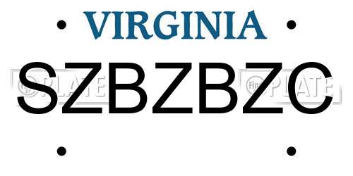 SZBZBZC Virginia License Plate