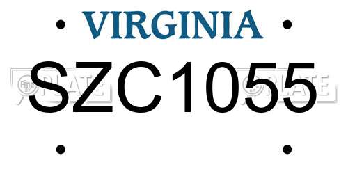 SZC1055 Virginia License Plate