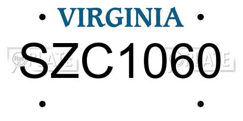 SZC1060 Virginia License Plate