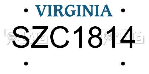 SZC1814 Virginia License Plate