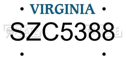SZC5388 Virginia License Plate