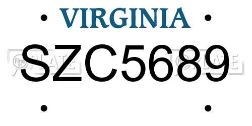 SZC5689 Virginia License Plate