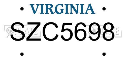 SZC5698 Virginia License Plate