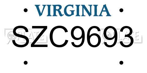 SZC9693 Virginia License Plate