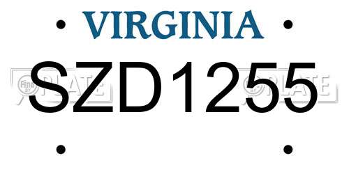 SZD1255 Virginia License Plate