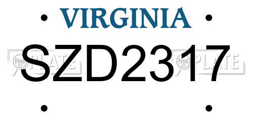 SZD2317 Virginia License Plate