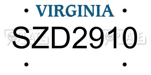SZD2910 Virginia License Plate