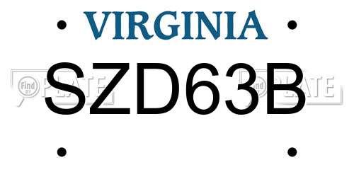 SZD63B Virginia License Plate