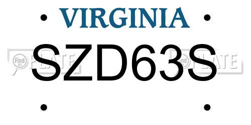 SZD63S Virginia License Plate