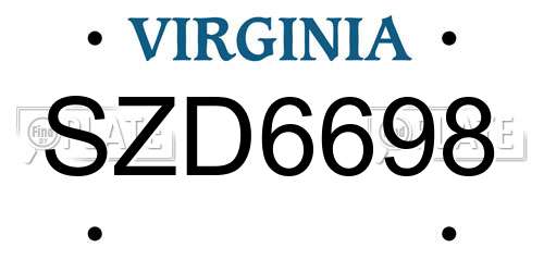 SZD6698 Virginia License Plate