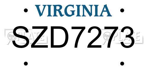 SZD7273 Virginia License Plate