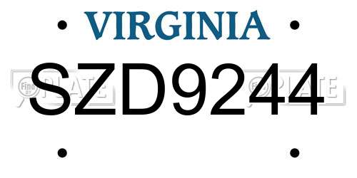 SZD9244 Virginia License Plate