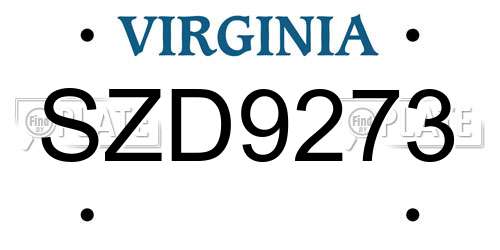SZD9273 Virginia License Plate