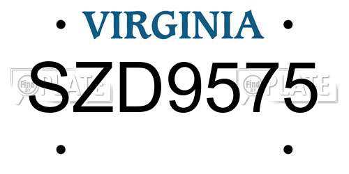 SZD9575 Virginia License Plate