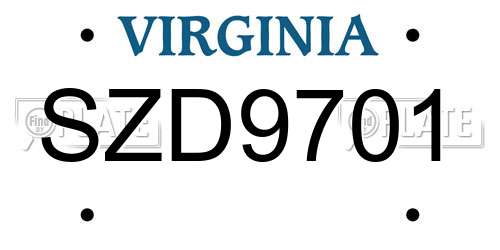 SZD9701 Virginia License Plate