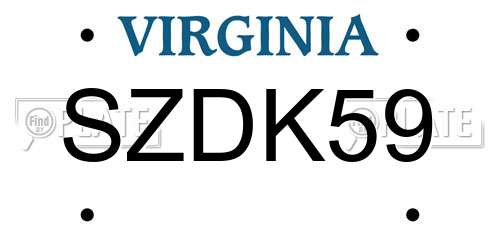 SZDK59 Virginia License Plate