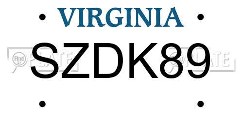 SZDK89 Virginia License Plate