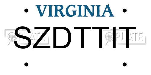 SZDTTIT Virginia License Plate