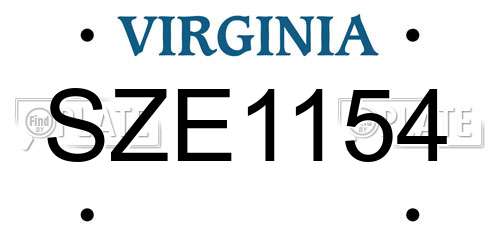 SZE1154 Virginia License Plate