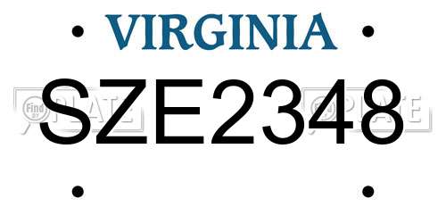 SZE2348 Virginia License Plate