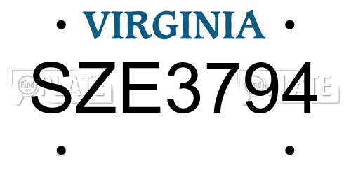 SZE3794 Virginia License Plate