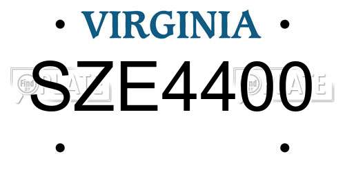 SZE4400 Virginia License Plate