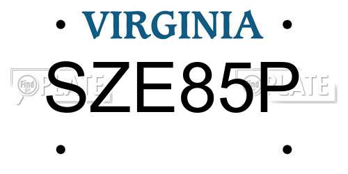SZE85P Virginia License Plate