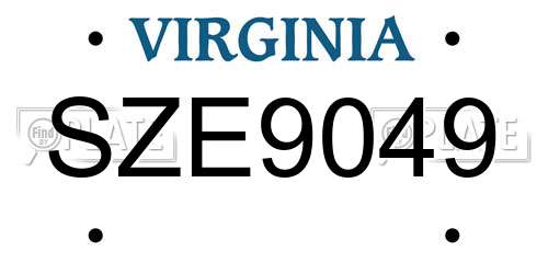 SZE9049 Virginia License Plate