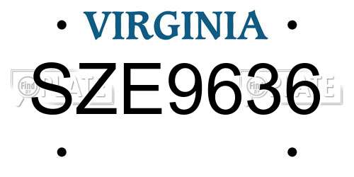 SZE9636 Virginia License Plate