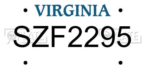 SZF2295 Virginia License Plate