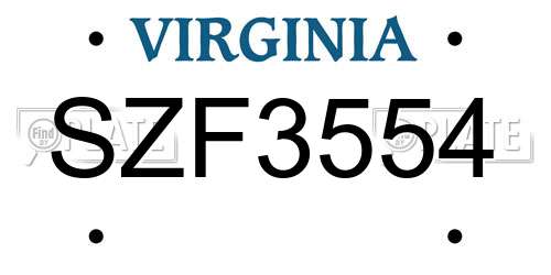 SZF3554 Virginia License Plate