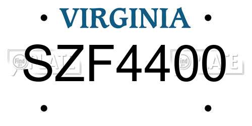 SZF4400 Virginia License Plate