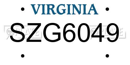 SZG6049 Virginia License Plate