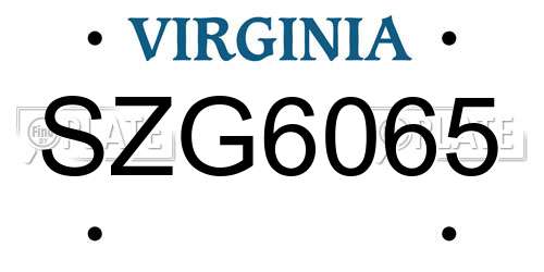 SZG6065 Virginia License Plate