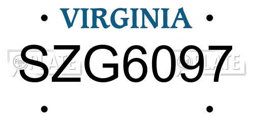 SZG6097 Virginia License Plate