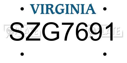 SZG7691 Virginia License Plate