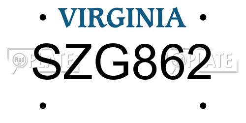 SZG862 Virginia License Plate