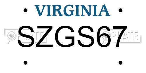 SZGS67 Virginia License Plate