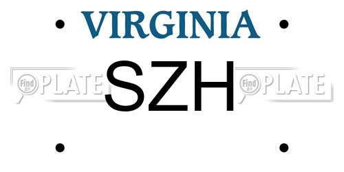 SZH Virginia License Plate