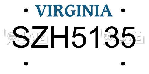 SZH5135 Virginia License Plate