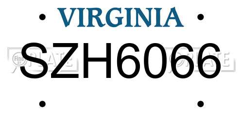 SZH6066 Virginia License Plate