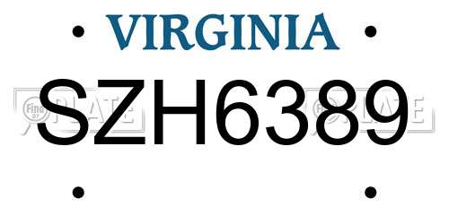 SZH6389 Virginia License Plate