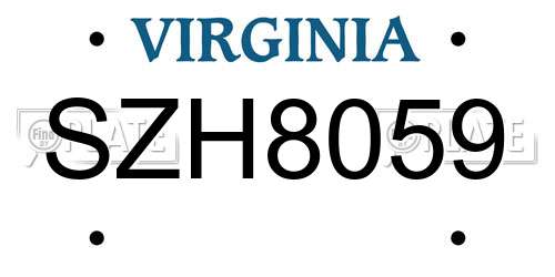 SZH8059 Virginia License Plate