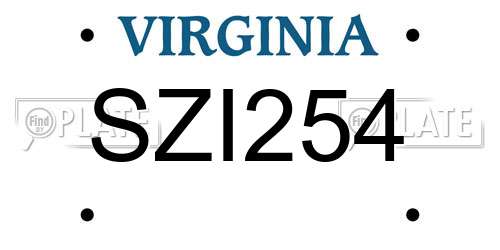 SZI254 Virginia License Plate