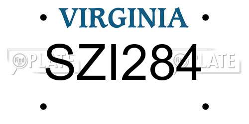 SZI284 Virginia License Plate
