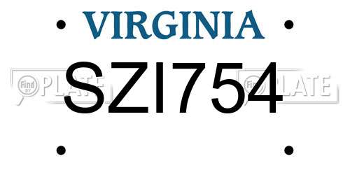 SZI754 Virginia License Plate