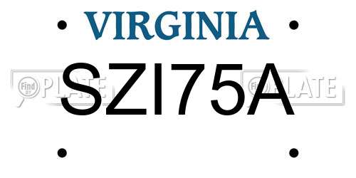 SZI75A Virginia License Plate